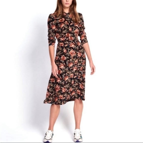 SANDRO PARIS SVEN Long Sleeve Silk DRESS Size US 8 Maximalist Dark Princess Goth - Picture 1 of 16